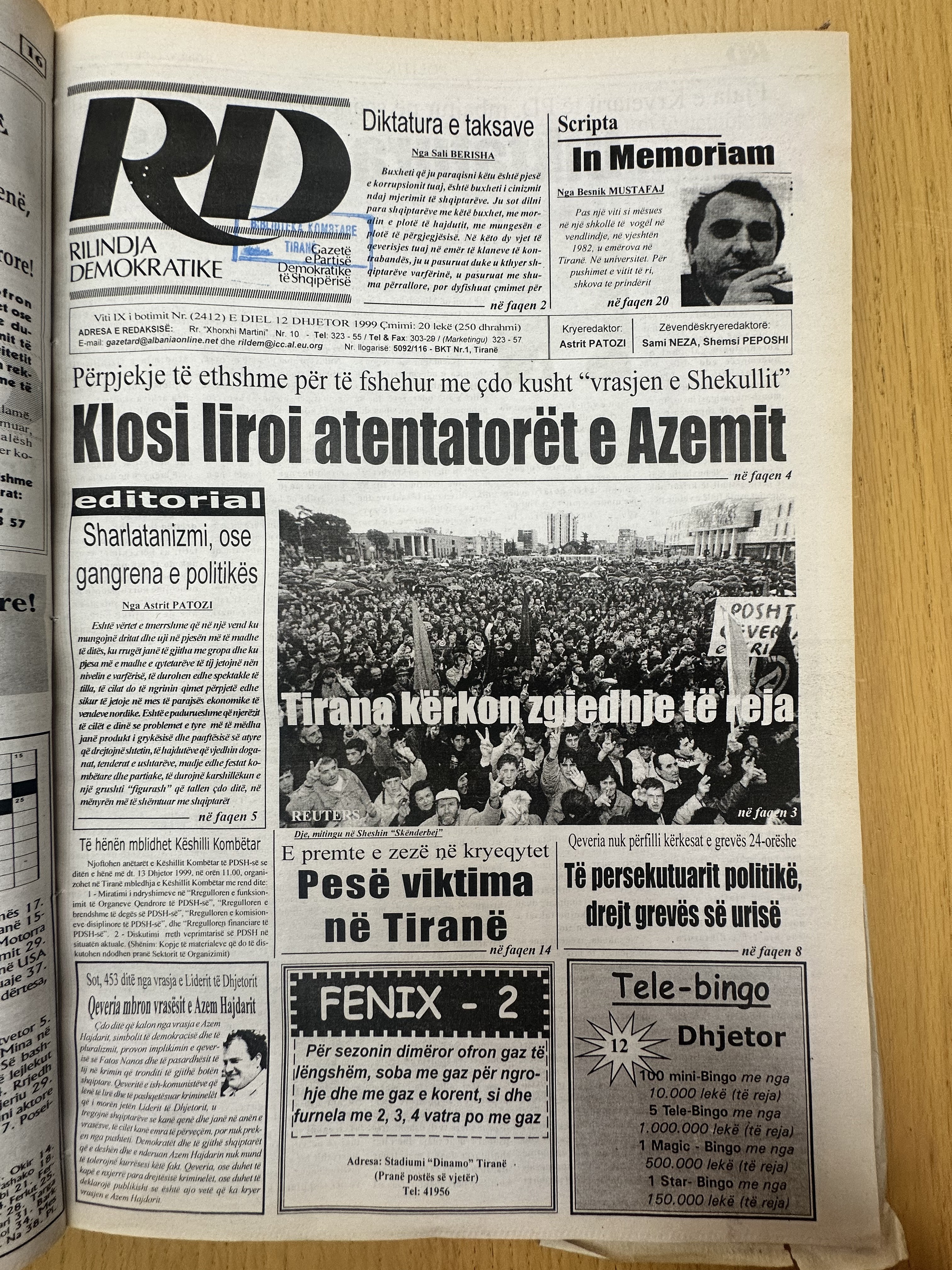 Rilindja Demokratike 1999-12-12